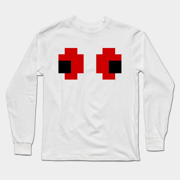 8 Bit Pixel Spooky Red Eyes Long Sleeve T-Shirt by tinybiscuits